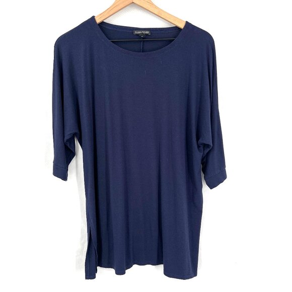 Eileen Fisher Tops - Eileen Fisher navy blue oversized tunic top classic stretch casual shirt XS